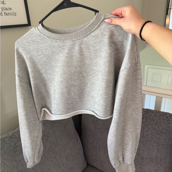 Gray Cropped Sweatshirt - Picture 1 of 1